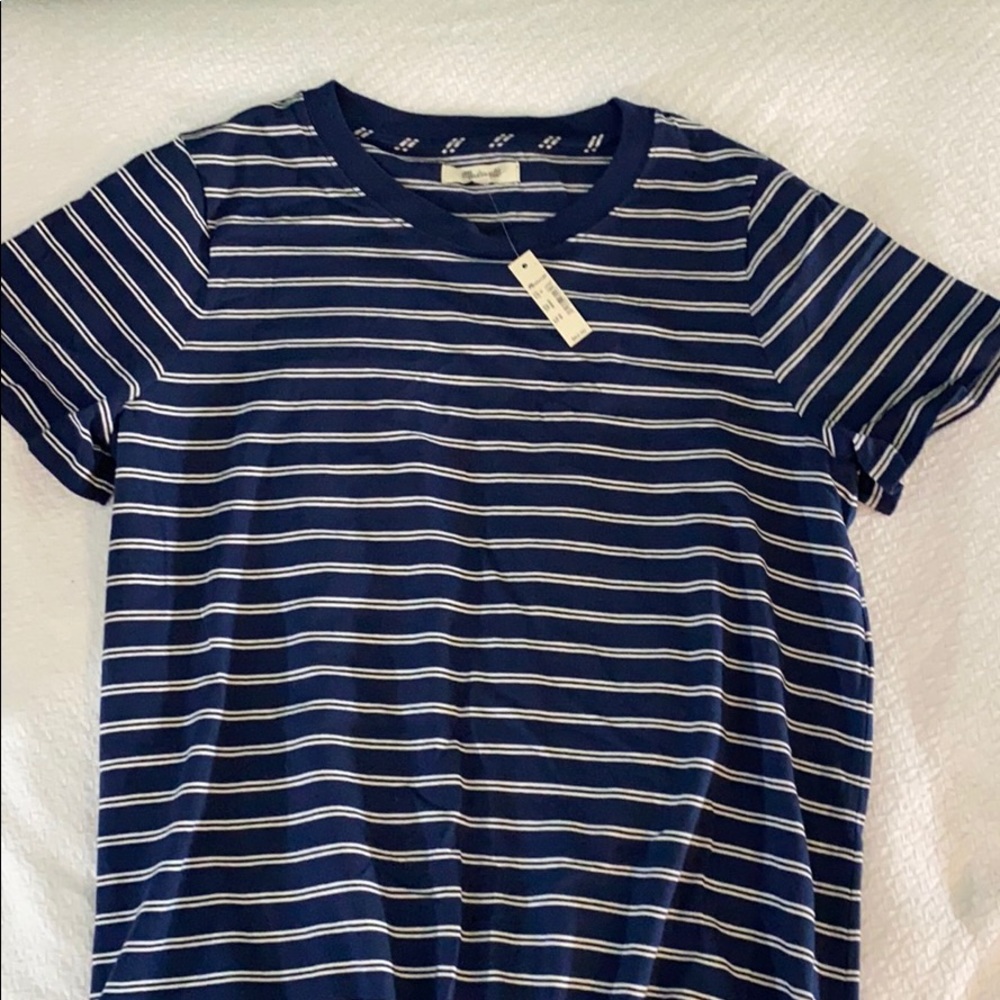 Blue striped T-shirt dress